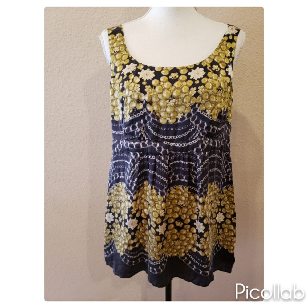 Cabi Pearls & Chains Silk Tank Top